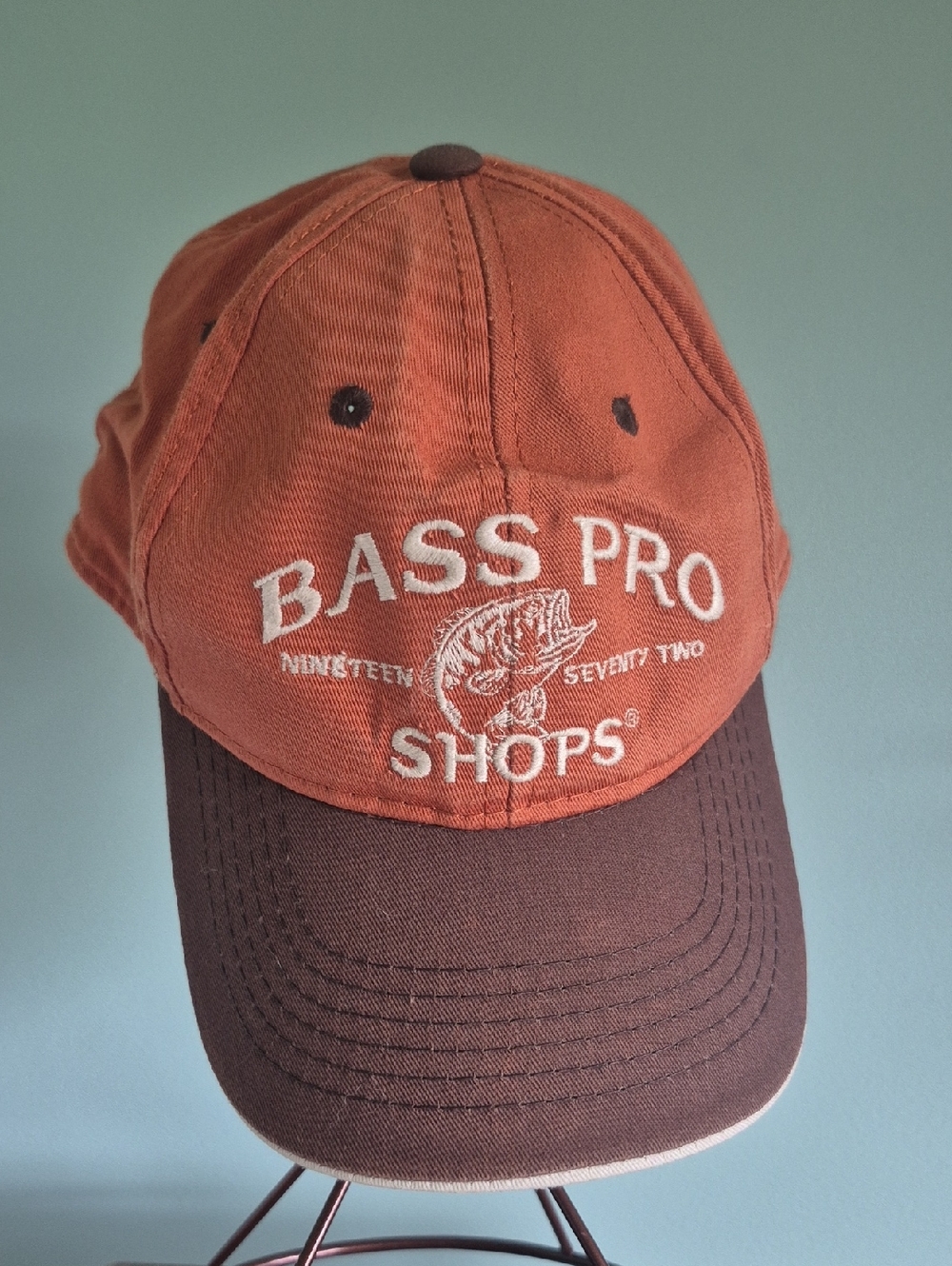 Bass Pro Shops Orange Crown with Brown Bill Baseball Cap